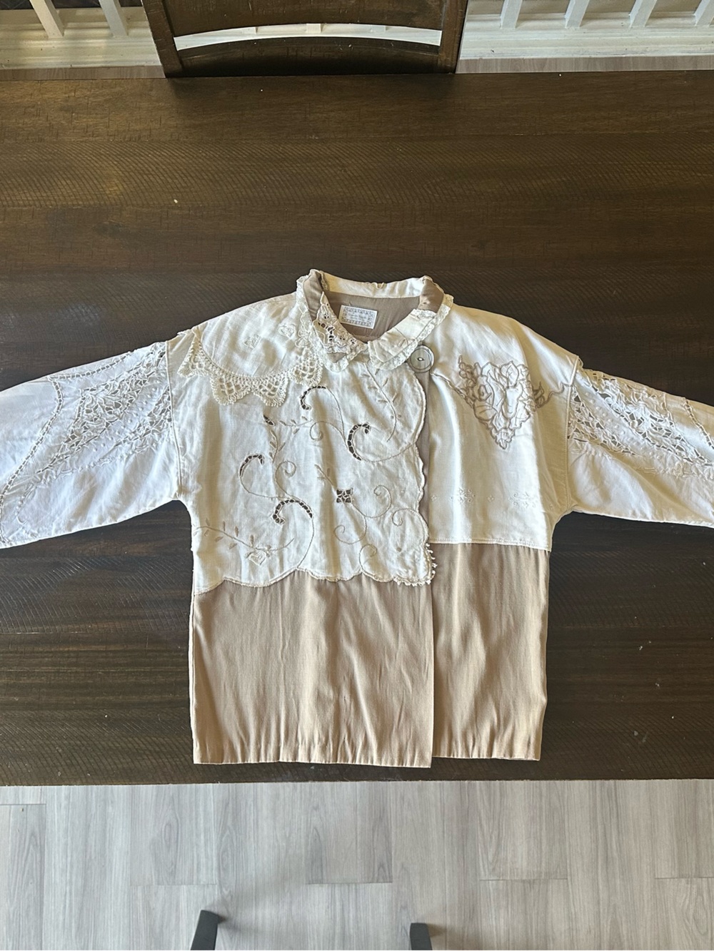 Sharon Smith Santa Fe Artisan Linen Lace Blouse Jacket